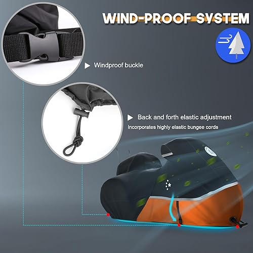 Vista 20 de Funda para motocicleta 420D resistente para todas las estaciones, universal, impermeable, protección al aire libre, 96 pulgadas, XXL, color negro