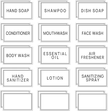 HVSWLY 32PCS Bathroom Labels for Organizing with DIY Blank Labels,Hand Soap Dispenser Label Stickers, Waterproof Oil Resistant Stickers for Soap Lotion Shampoo and Conditioner Bottles
