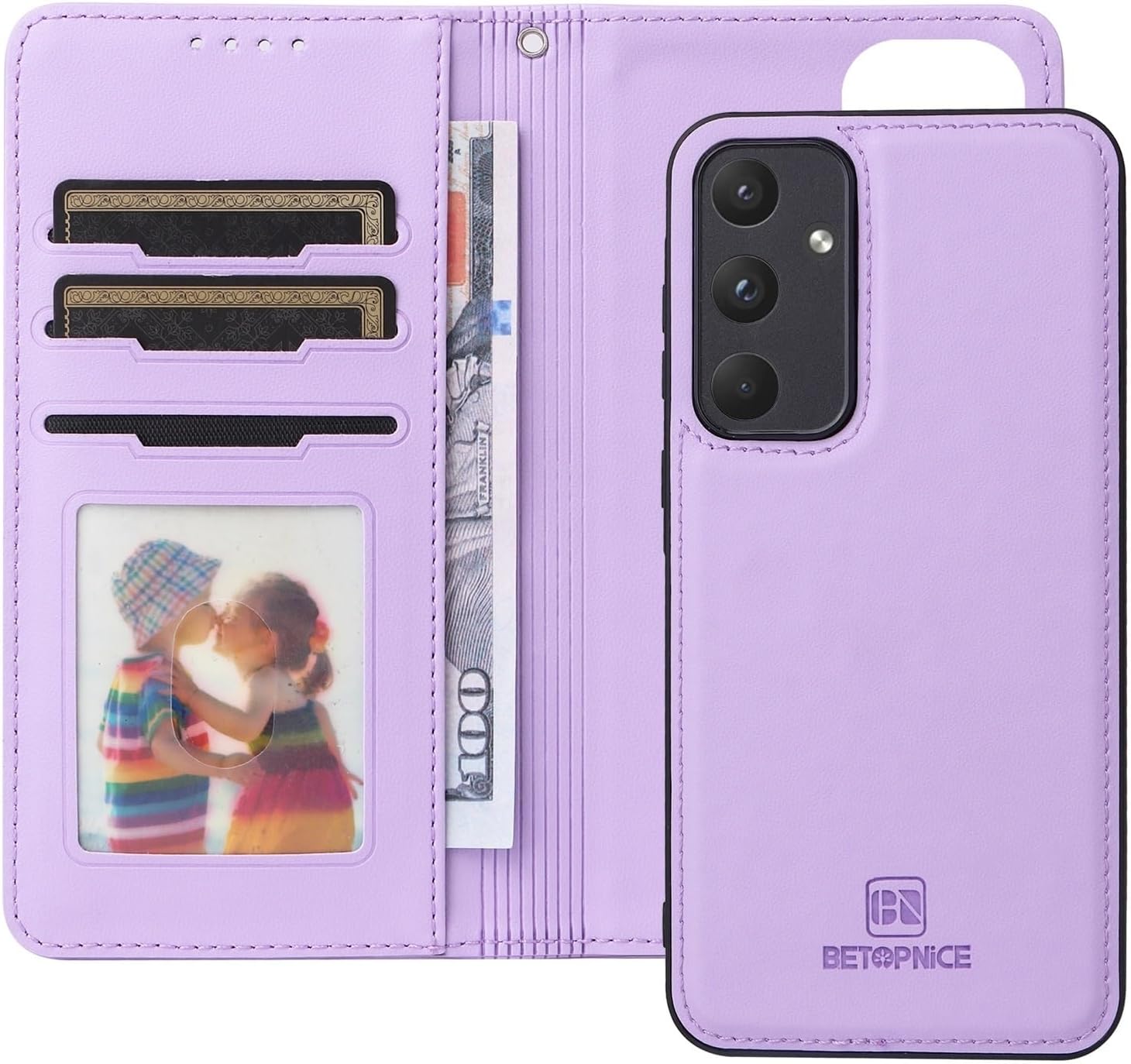 for Samsung Galaxy A55 5G Wallet Case with Card Holder Detachable Case, Phone Cover Leather Flip Folio Case for Samsung Galaxy A55 5G.Purple