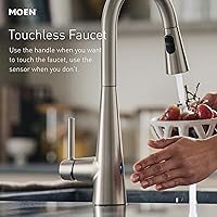 Vista 2 de Moen Belfield Grifo de cocina con sensor de onda Motionsense, sensor sin contacto, un solo mango extraíble con limpieza eléctrica, cromado, 7260EWC