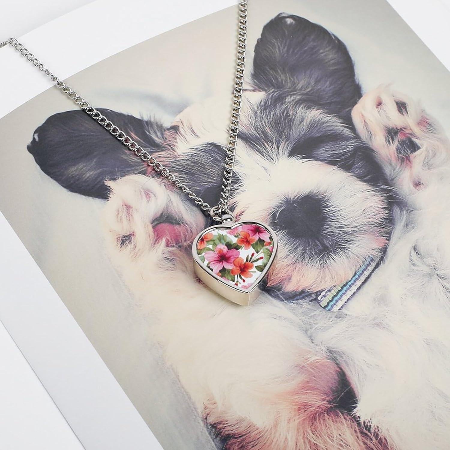 Memorial Metal Hawaiian Flower Pet Urn Necklace with Chain image 5