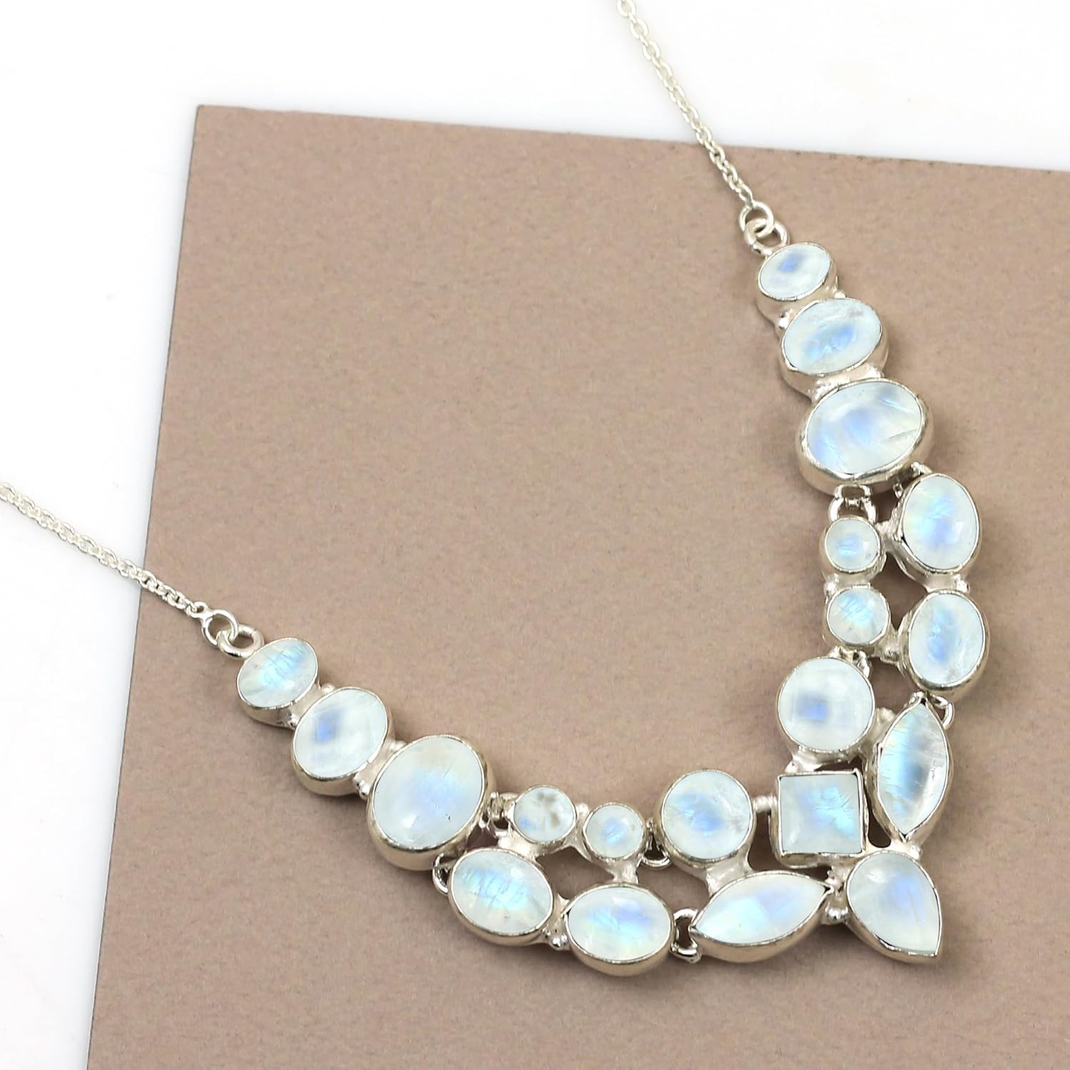 Natural Gemstones Necklace for Women - Multi Shapes Birthstone Vintage Style Handmade Boho Jewelry Necklace - Gifts for Mom Wife Sister - Image 2