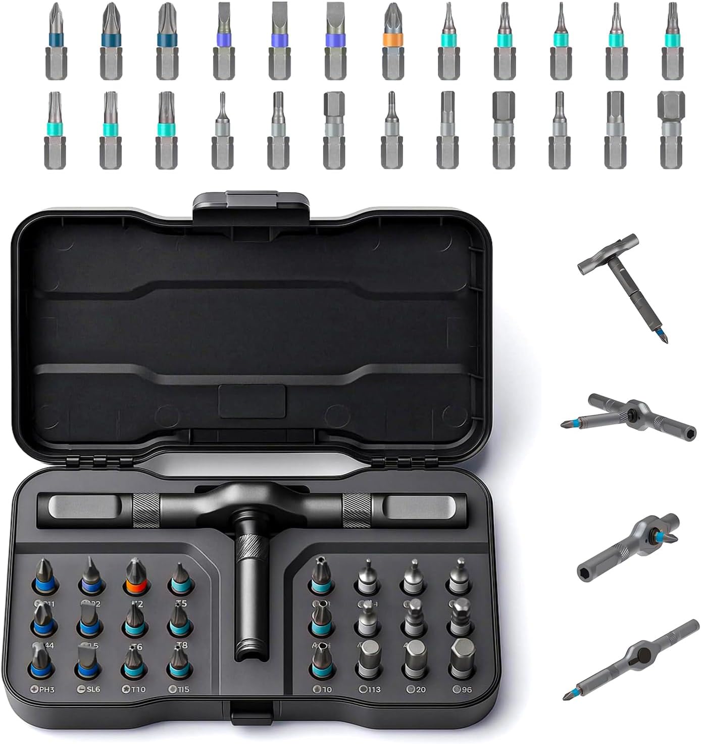 24 in 1 Magnetic Screwdriver Set, DIY Ratchet Screwdriver Set with Detachable Handle, Portable Compact Repair Tool Kit for Furniture Laptop Electronicsv Bicycle