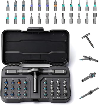 2026 New 24 in 1 Magnetic Ratchet Screwdriver Set, DIY Screwdriver Set with Detachable Handle, Portable Compact Repair Tool Kit for Furniture Laptop Electronicsv Bicycle