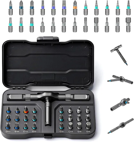 24 in 1 Magnetic Screwdriver Set, DIY Ratchet Screwdriver Set with Detachable Handle, Portable Compact Repair Tool Kit for Furniture Laptop Electronicsv Bicycle