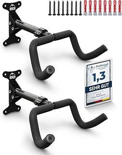 Borgen Fahrrad Wandhalterung klappbar - Fahrradhalterung Wand bis 20kg Tragfähigkeit - Winkel und Wandabstand einstellbar - extra softe Polsterung - Fahrradaufhängung Wand für MTB, Rennrad, E Bike