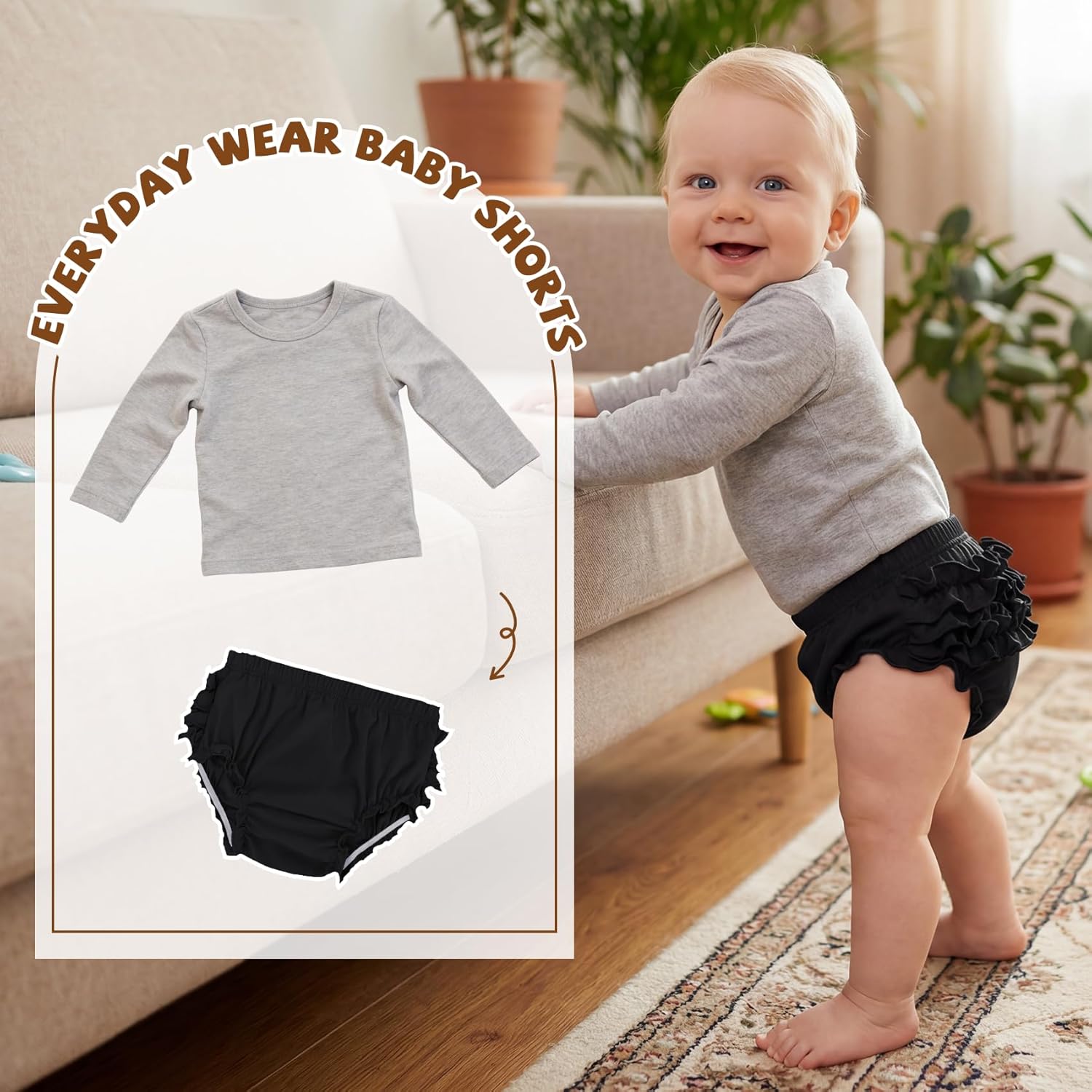 Durio Baby Bloomers for Toddler Girls Ruffle Diaper Covers for Girls Cute Cotton Baby Girl Shorts - Image 6