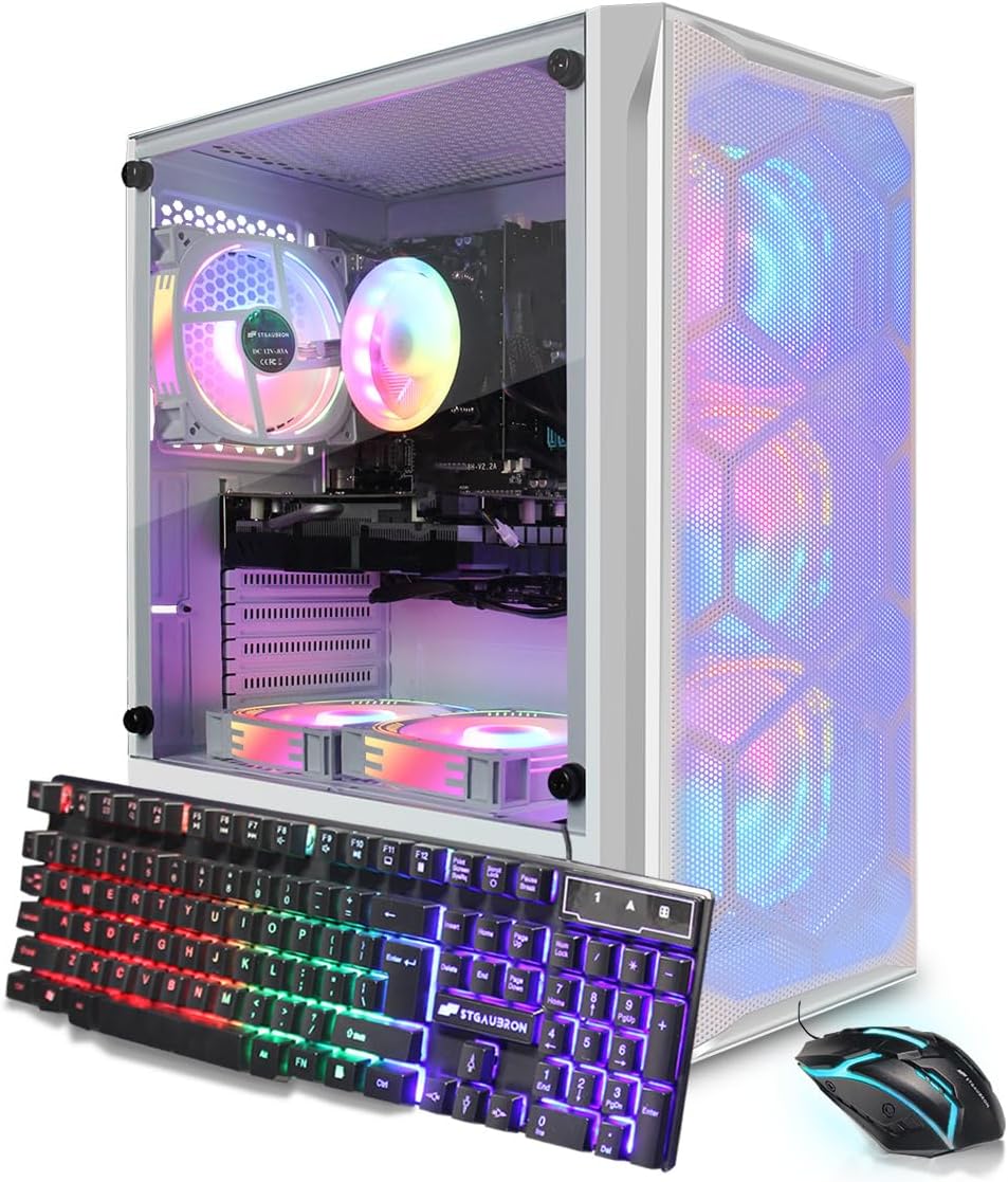 STGAubron Gaming PC Computer Desktop, Intel Core i7 8th Gen up to 4.1G, GeForce RTX 3050 6G, 16G DDR4, 512G SSD, WiFi 6, BT 5.2, RGB Fan x6, Windows 11 Home STGAubron Gaming PC Computer Desktop, Intel Core i7 8th Gen up to 4.1G, GeForce RTX 3050 6G, 16G DDR4, 512G SSD, WiFi 6, BT 5.2, RGB Fan x6, Windows 11 Home