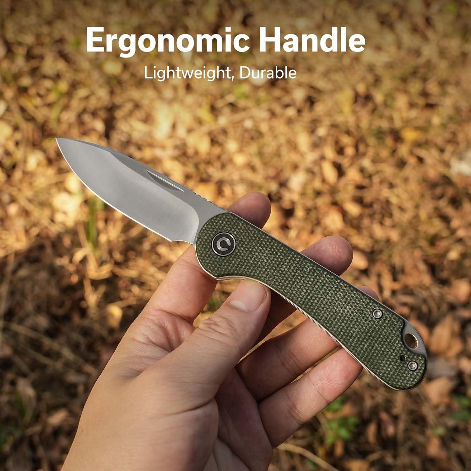 CIVIVI Elementum Slip Joint Pocket Knife for EDC, Folding Knife with 2.96" Swedish 14C28N Blade Micarta Handle C18062AJ-2 (Green)