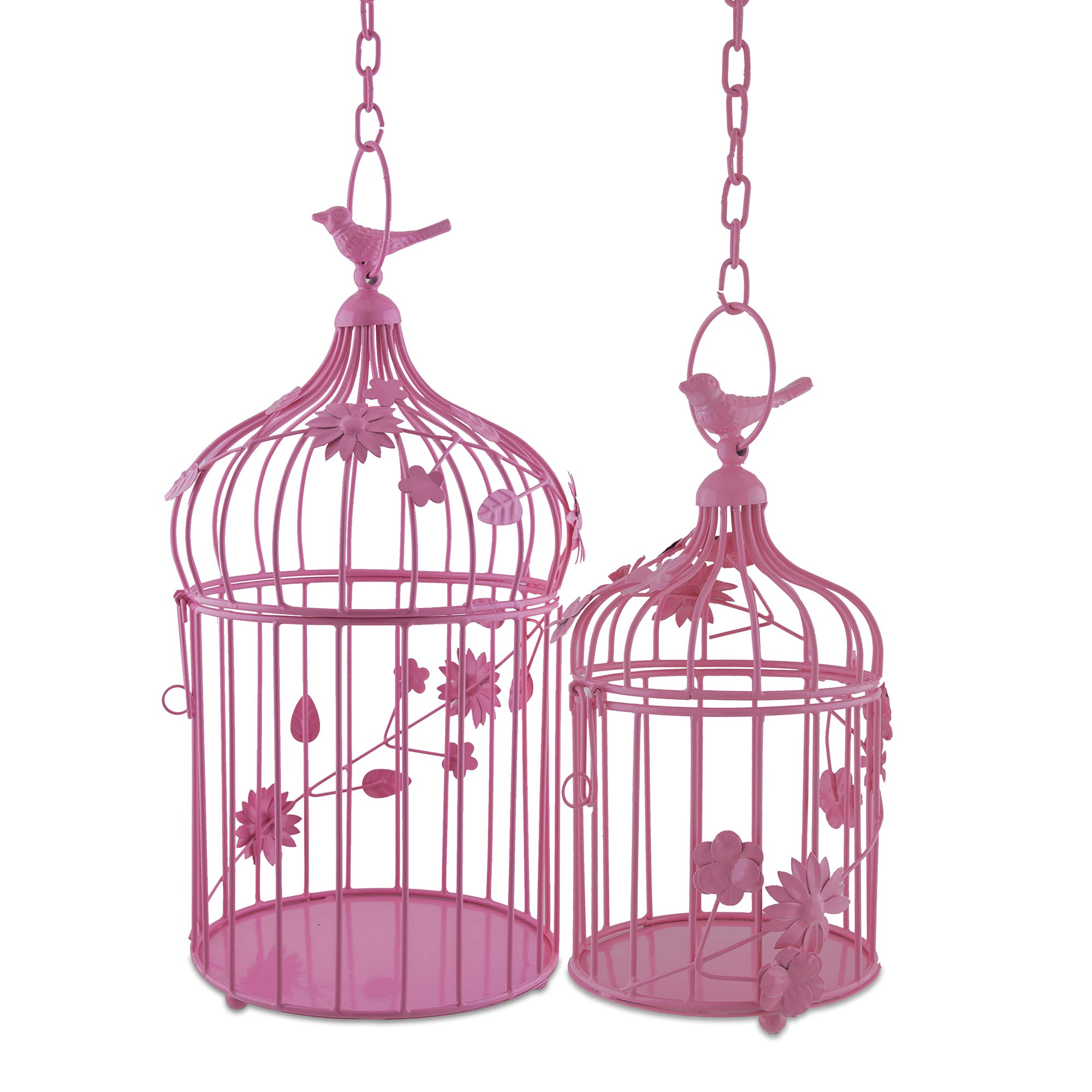 Homesake® Hot Pink Hanging Candle Lanterns Cage with Floral Vine (Set of 2), with Hanging Chain,Decorative Tealight Candle Holder (B082S4BDTY) Amazon Price History, Amazon Price Tracker