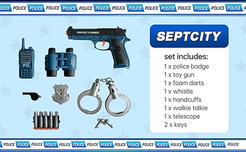 Miniatura 3 de SeptCity Juguetes de policía, divertido disfraz de policía para niños, juego de accesorios de policía novedoso con pistola de juguete,