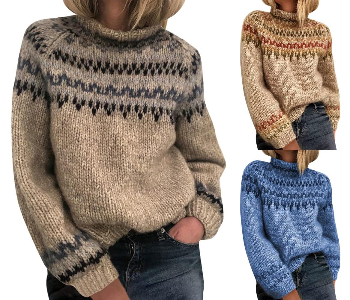 Jersey Punto Mujer Invierno Jersey Camiseta Manga Larga Sueter Basico Suelto Tops Otoño e Invierno