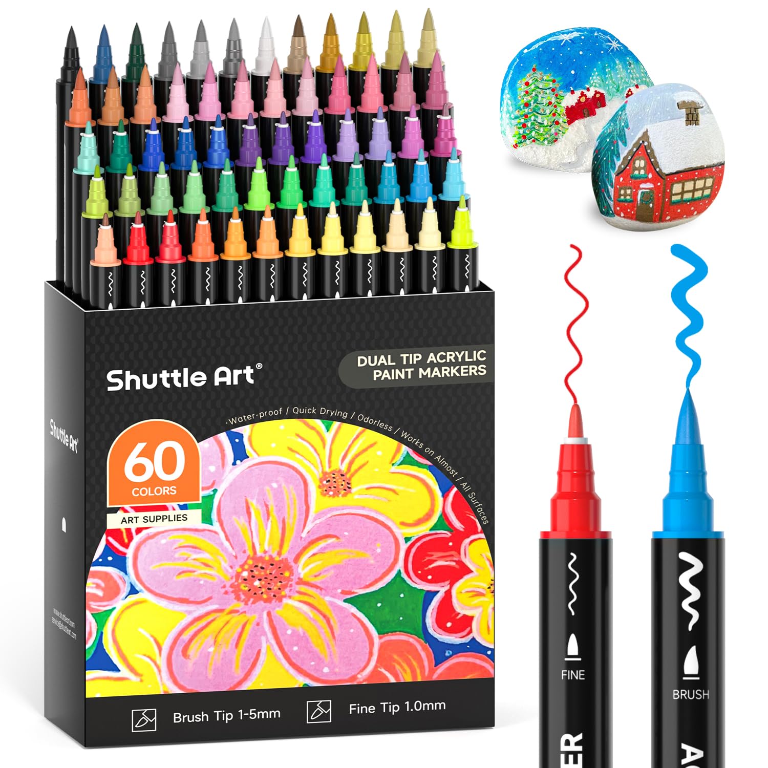 Amazon | Shuttle Art アクリルマーカーペン ブラシ・細字ペン先