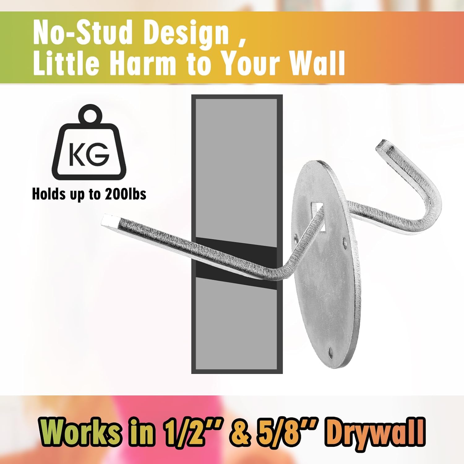 Yaocom 4 Pcs No Stud Picture Hanger 200lbs Drywall Picture Hanger Heavy Duty Photo Hanging Kit Mounting Hardware for Photo, Frames, Paintings, Canvas, Art