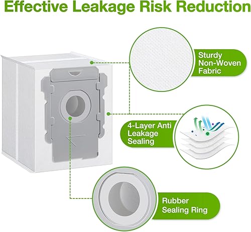 Miniatura 2 de Rowhalf Paquete de 8 bolsas al vacío, filtración eficaz de polvo, compatibles con iRobot Roomba Bags i & s & j Series, repuesto para i3+, i4+, i6+,