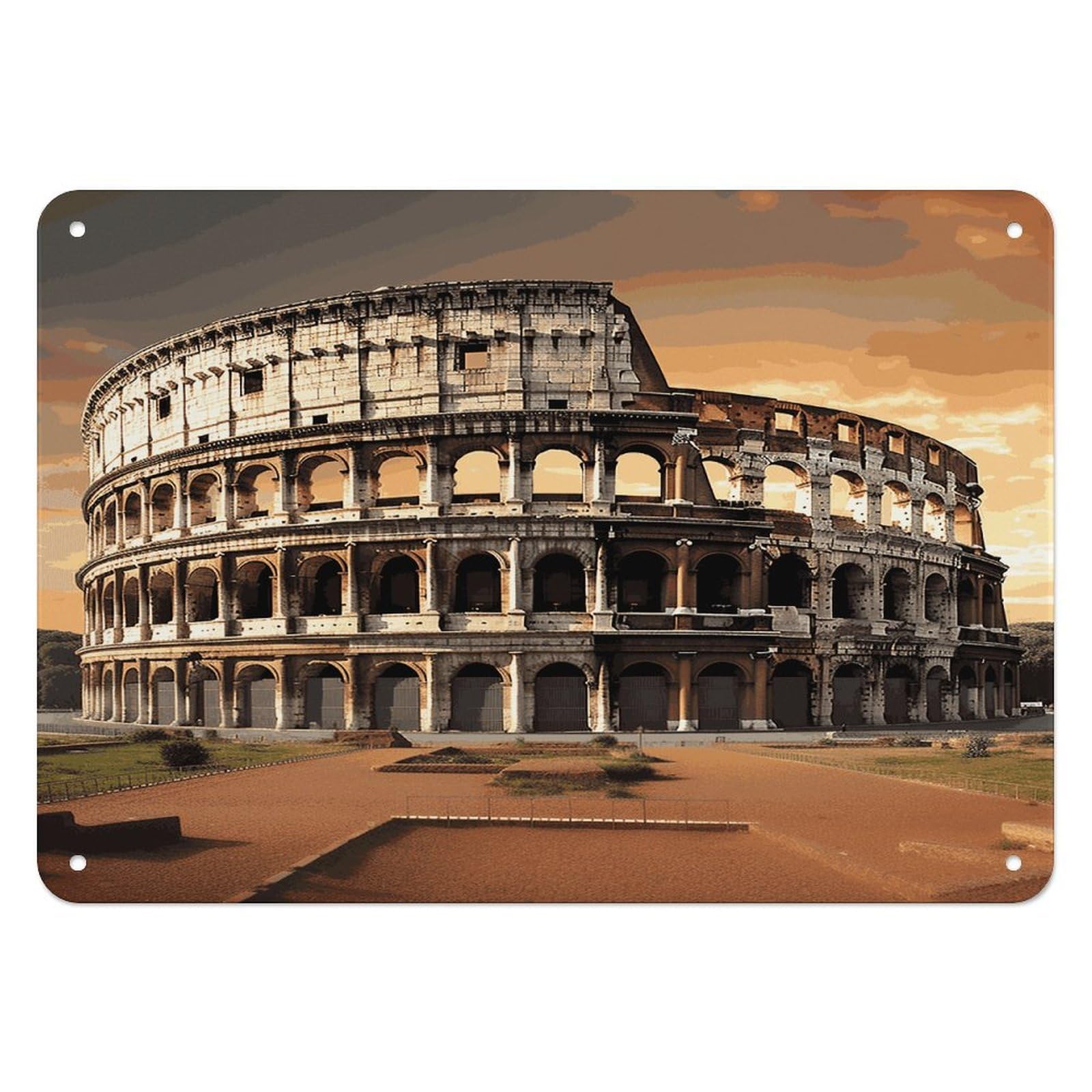 Fekiloot Style Ancient Colosseum Wall Decor Iron Painting Metal Sign