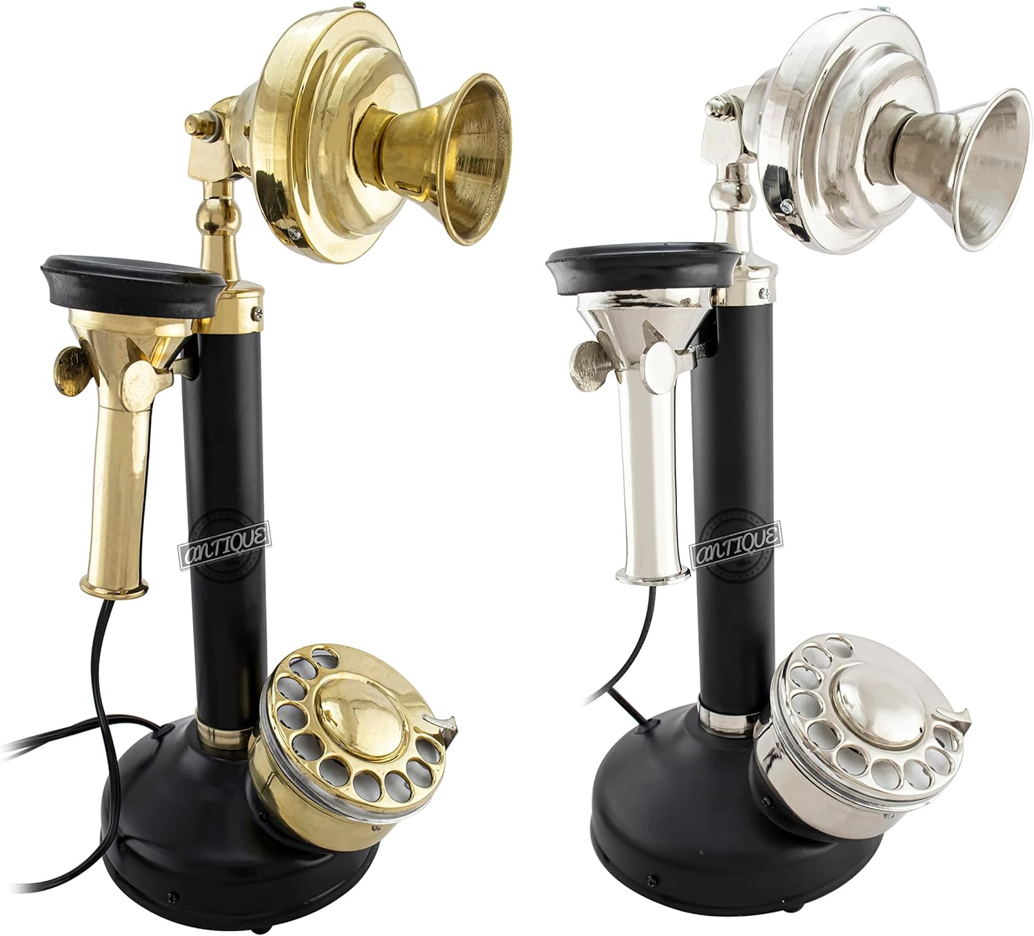 Vintage Candlestick Telephone Combo Wired Landline Rotary Dial Phone Table/Desk/Shelf Decor Showpiece Collectibles Gift