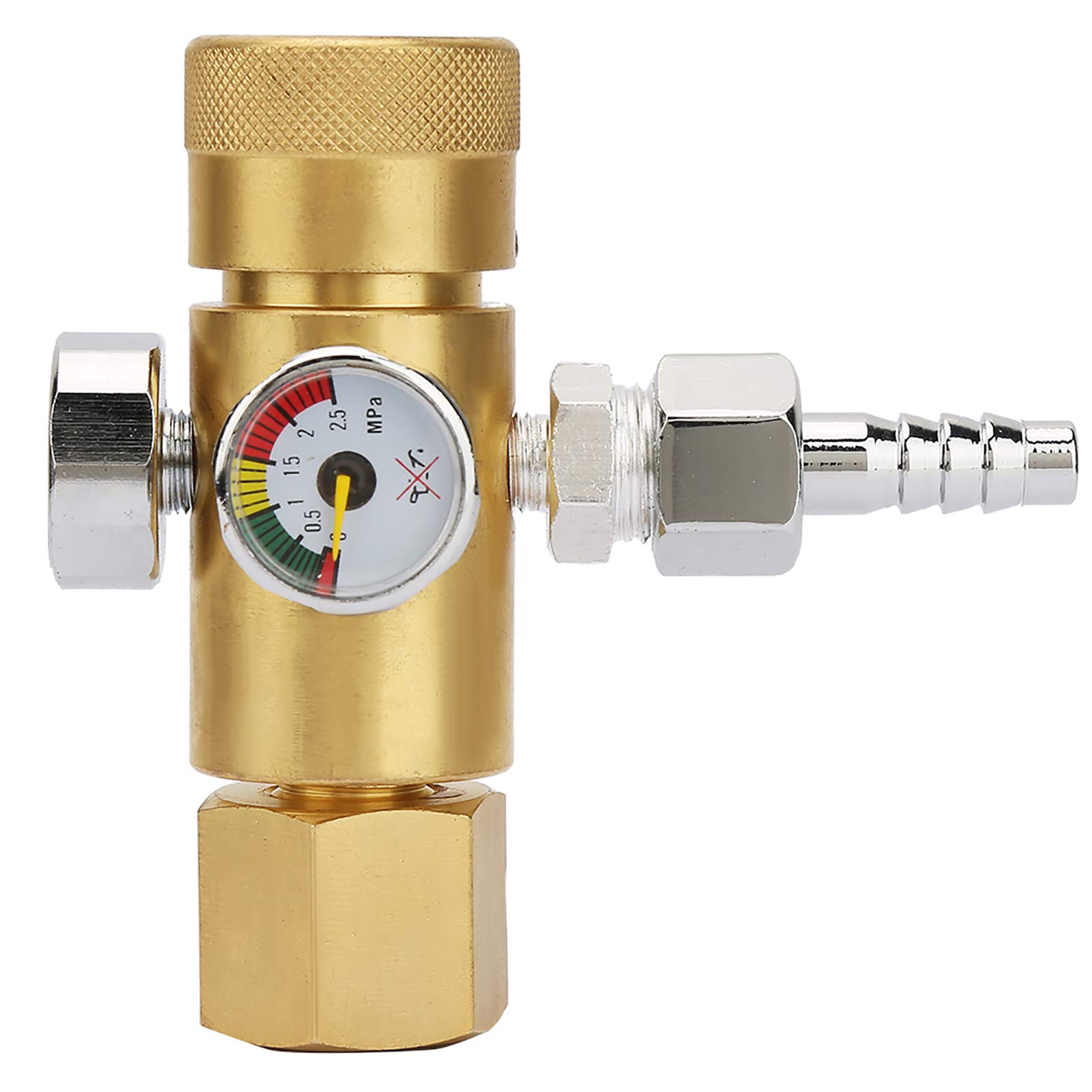 Regolatore di pressione dell'ossigeno Misuratore di portata del gas in rame pieno con doppio manometro per impianti di saldatura industriale Gamma 0,4 25 MPa Peso 588 g