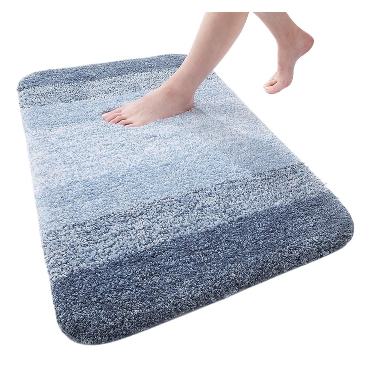 Shower Mat Bathroom Rug Soft Foot Mat Absorbent Microfiber Bath Rugs Non-Slip Plush Carpet Wash Dry For Floor Shower(Blue,41x61cm (16x24 inch))