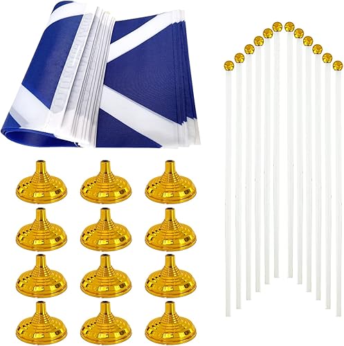 Miniatura 33 de WXTWK Paquete de 12 banderas de escritorio de Colombia, pequeñas banderas de mesa colombianas con base de soporte, decoración para eventos