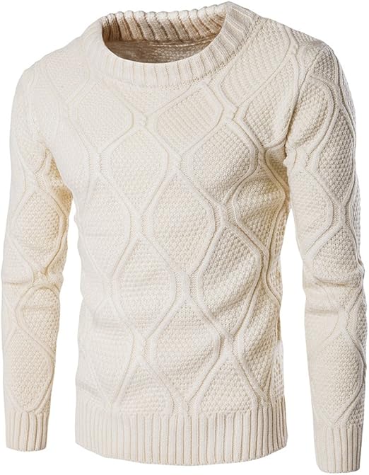 ZhuiKun Mens Chunky Cable Knit Jumper Thick Warm Sweater Pullover