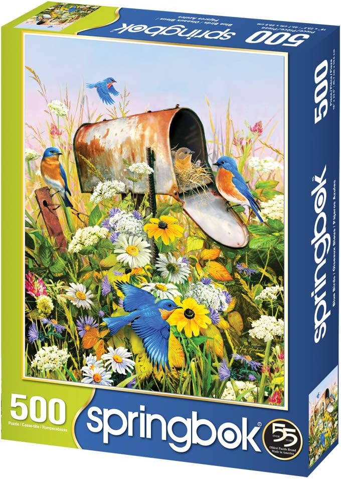 Springbok's 500 Piece Jigsaw Puzzle Blue Birds - Made in USA