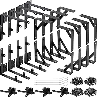 4 Sets Heavy Duty Anti-sag Fence Gate Hardware Kit with Hinges and Latch Door Brace Bracket for Farm Outdoor Garden Backyard Wooden Fence Deck Porch Gate