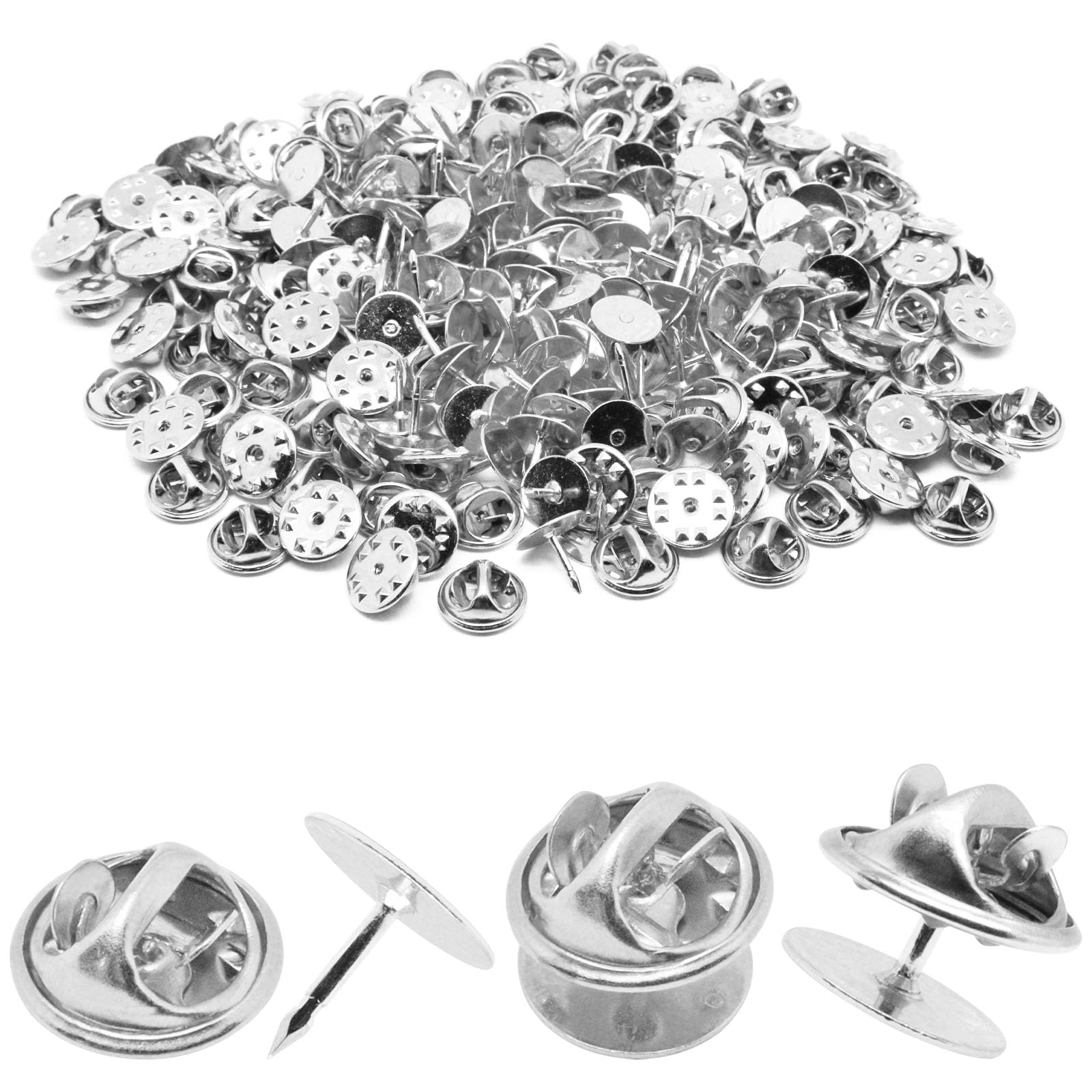 130 Set Pin Backs, Blank Pins Scatter Butterfly Clutch Pin Holder Enamel Pin Locking Backs Tie Tacks Jewelry Pin Backings Clasp for Brooch Lapel Hat Uniform Badges Tie Tack (10mm, Silver)