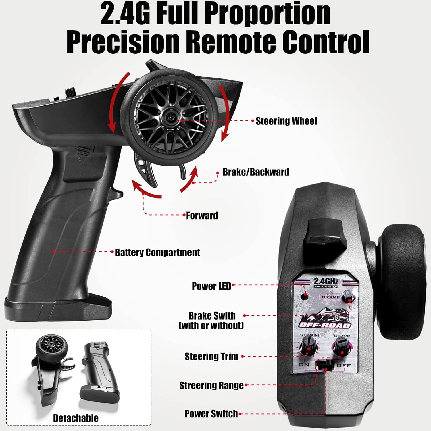 Supdex 1/24 RC Refitted Metal Alloy Collectible Model Car, Rock Crawler with LED Lights, 2.4Ghz Full Scale Remote Control Trucks with Openable Doors for Adults and Kids Christmas Xmas Birthday Gift : Toys & Games