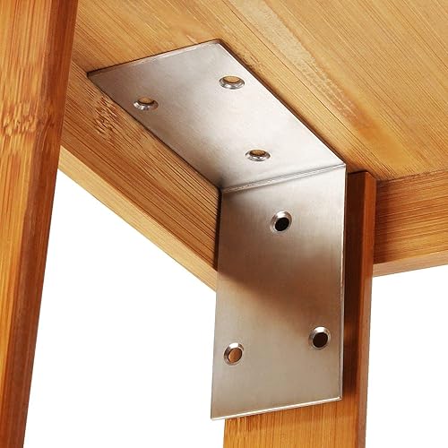 Miniatura 5 de 10 soportes en L de acero inoxidable, soporte de esquina ancha resistente de 3.3 x 1.9 pulgadas, soportes de ángulo de 90 grados, soportes de