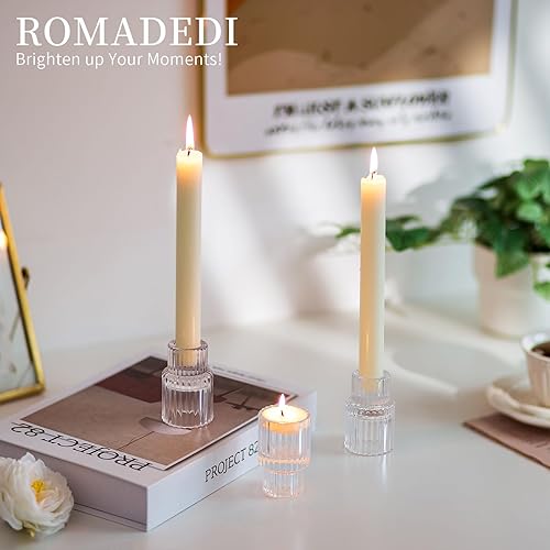Miniatura 2 de Romadedi Portavelas de cristal para candelabros  20 piezas transparente pequeño y cónico portavelas decoración de boda, centro de mesa a granel para