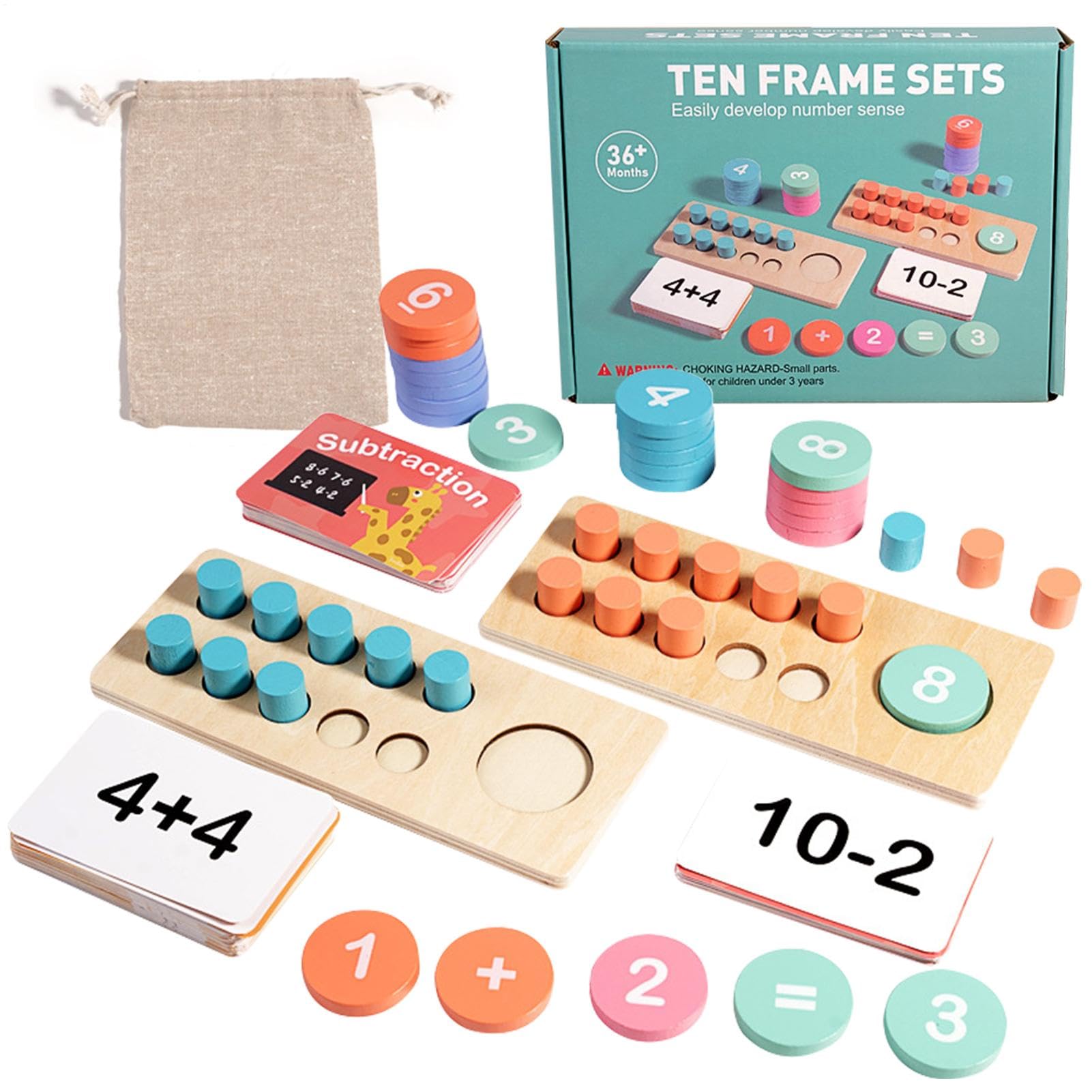 Mathematisches Set aus Holz mit Rahmen, Holzbrett mit Rahmen, mathematische Manipulationsplatte, mathematischer Rahmen zum Zählen von Zahlen für den frühen Grundschulunterricht