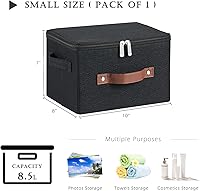 Vista 3 de Storage Bins with Zipper Lid Cotton Linen Fabric Lidded Storage Baskets Boxes Foldable Washable Closet Shelf Clothes Organizer Container with PU