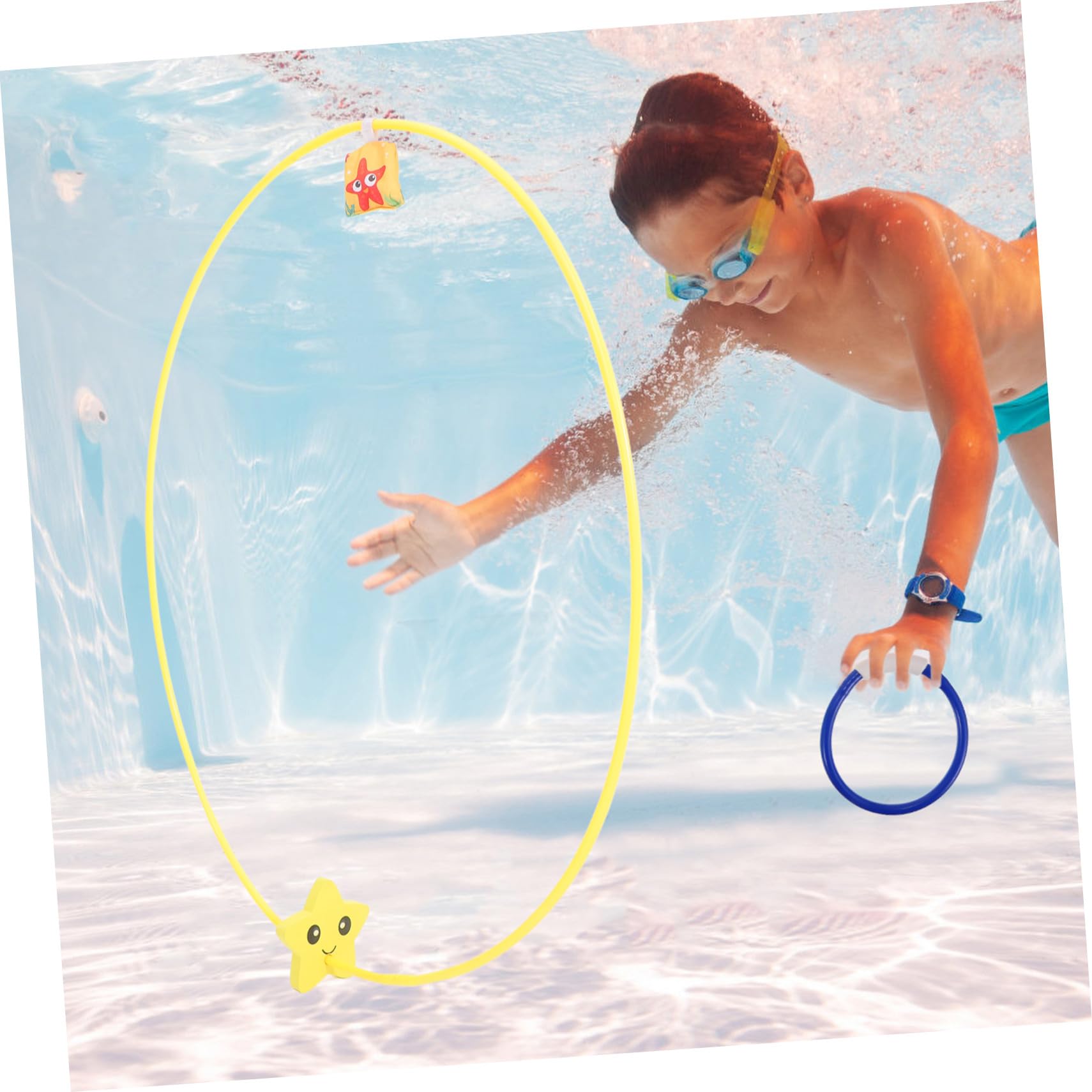 Anneaux de Plongée Piscine pour Garçon et Filles, Lot de 3 en Abs | Nylon et Écume, Format Compact Facile à Ranger, pour Jeux Aquatiques en Piscine
