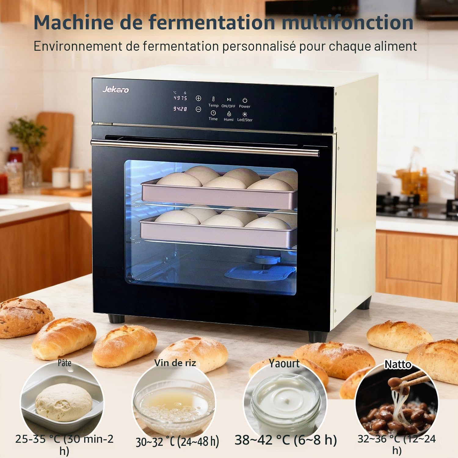 Armoire de Fermentation Pour Pain 38 L, Armoire de Fermentation Pour Pâte, étuve électrique, Humidité, Température et Durée Réglables, Gain de Temps