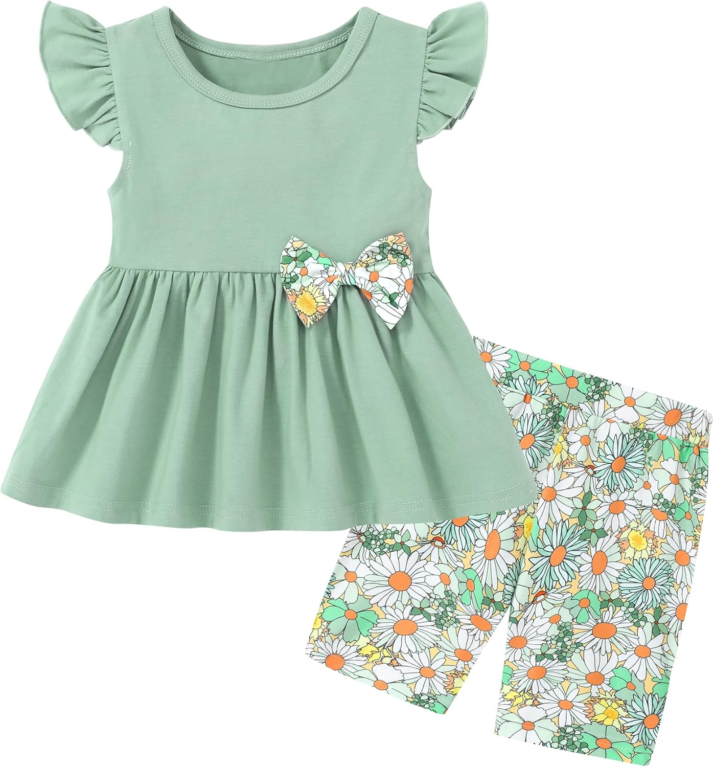 WESIDOM Toddler Girl Clothes Layered Ruffle Top Floral Shorts Cute Toddler Girls Summer Outfits 2Pcs Clothing Set