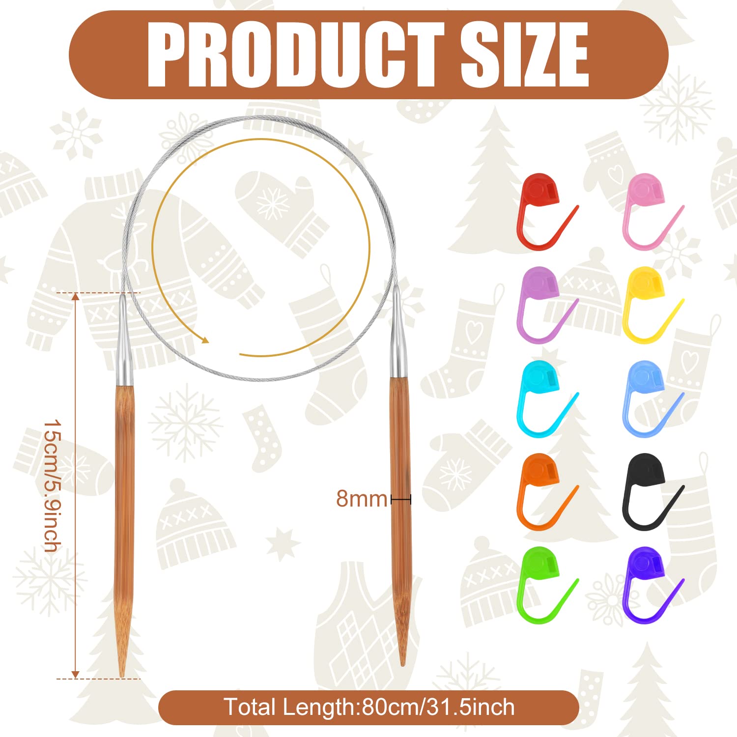 7mm Circular Knitting Needle - 31.5 Inch Stainless Steel Magic Loop Needle For Hats, Socks, Scarves