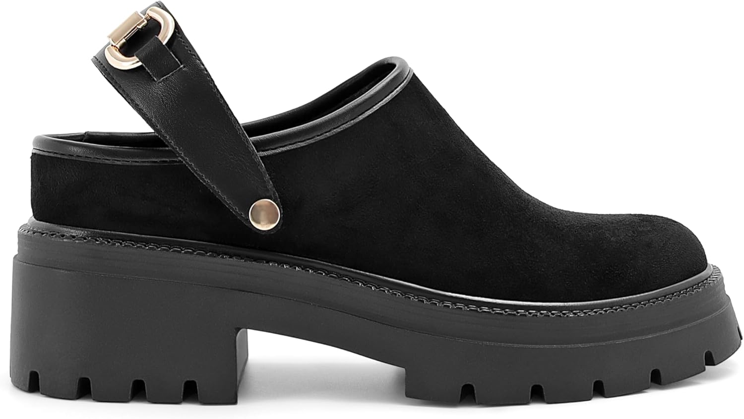 SOVANYOU Platform Clogs for Women Chunky Mules Suede Loafer Slides Comfortable Slip-On Fall Winter Clogs with Back Strap - Image 4