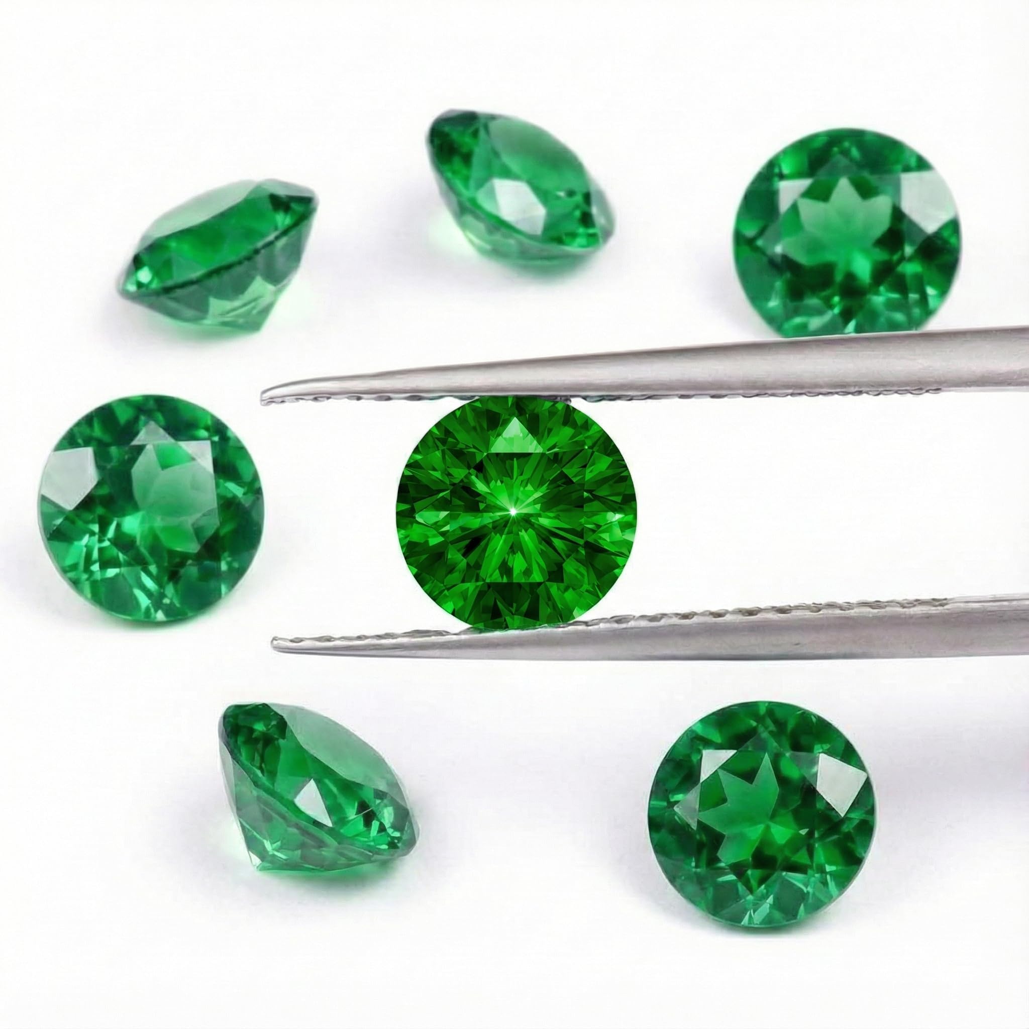 0,5–4 Karat Laborgezüchteter Smaragd Loser Edelstein, Rundschliff, VVS Klarheit, Grüner Stein für Ring, Anhänger, Ohrringe, Schmuckherstellung und Geschenk