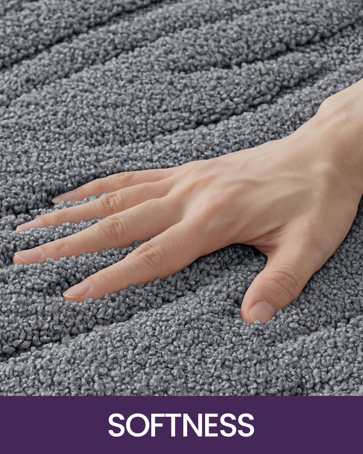 DEXI Bathroom Rugs 24x43, Extra Soft Absorbent Bath Mat, Non Slip Bathmat for Bathroom Floor, Machine Washable Rugs for Shower Floor, Dark Grey