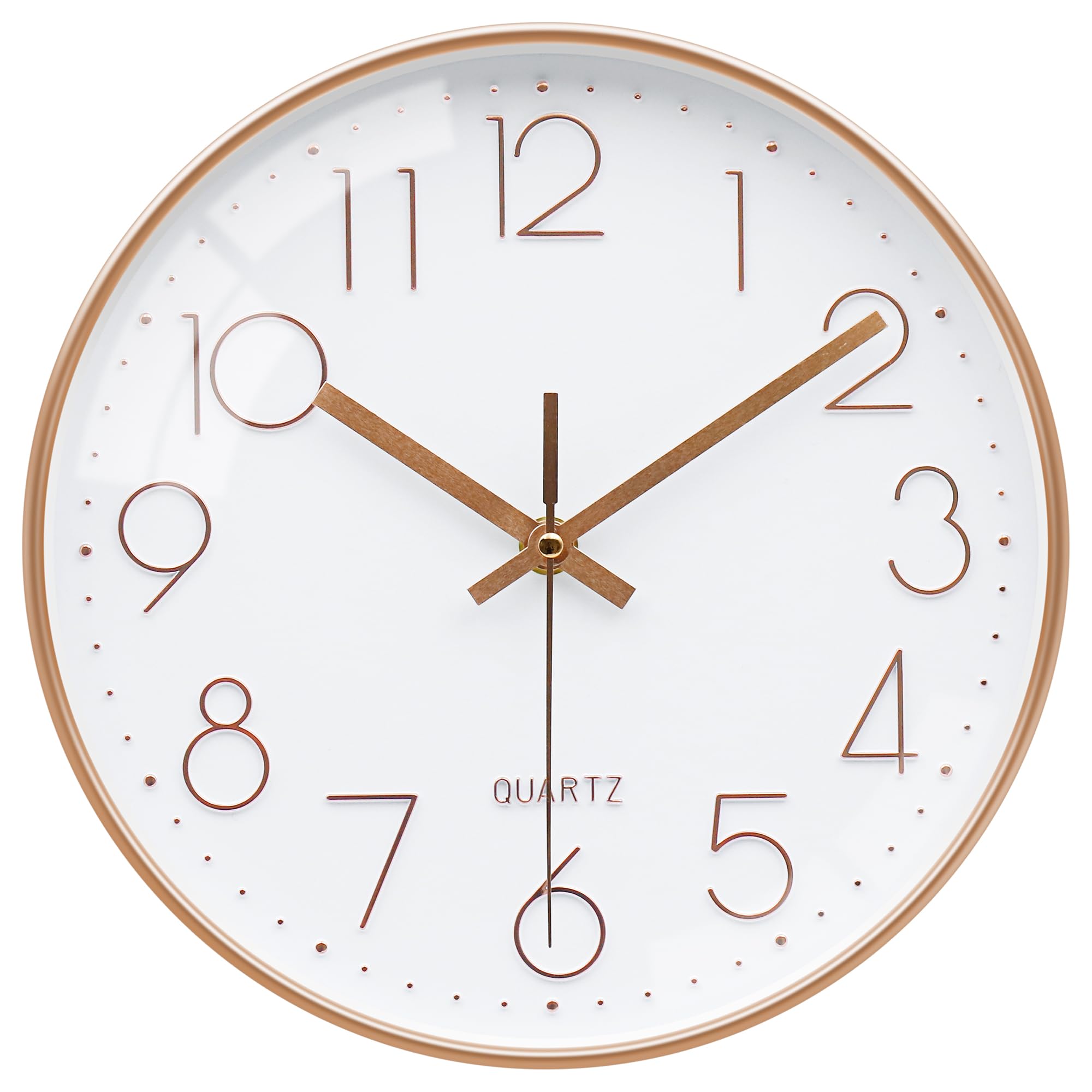 VIKMARI Rosa Dorado Reloj de Pared, Movimiento de Cuarzo Silencioso Moderno Relojes, 3D Fácil de Leer Reloj de Pared para Salon Cocina Dormitorio, 25cm