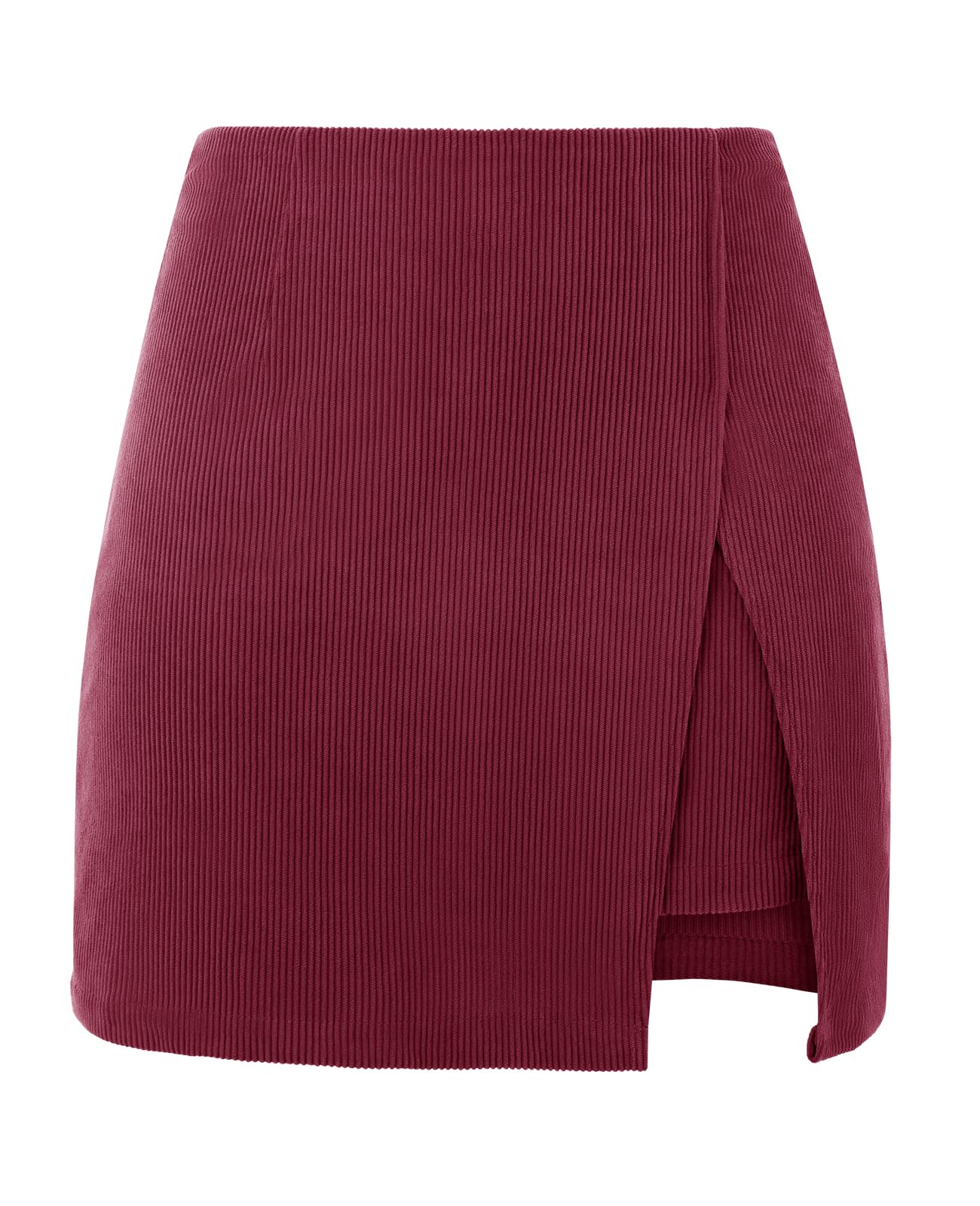 Cicy Bell Womens Corduroy Mini Skirts High Waisted Side Slit A-line Work Casual Skirt