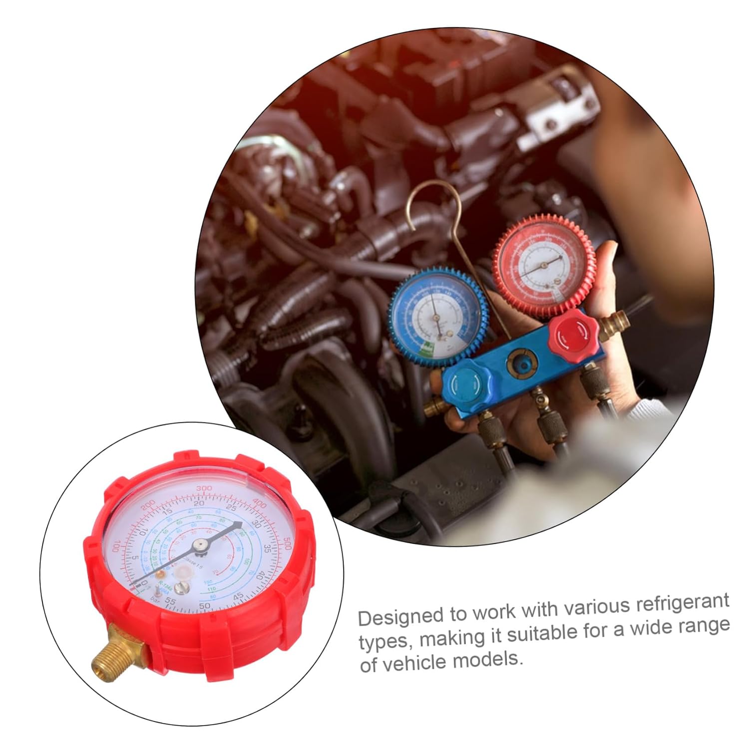 BESTOYARD Gauge Set Compact Automotive Pressure Tool for Fast Recharge and System Diagnosis Compatibility for Efficient HVAC Maintenance