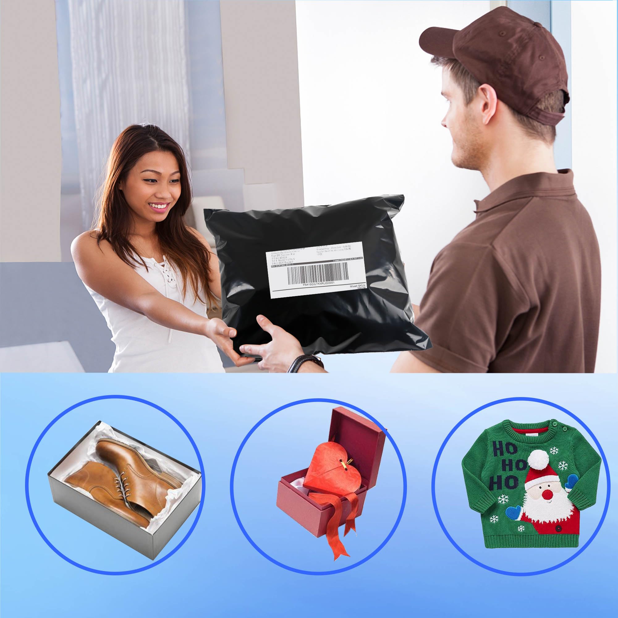 Buste Per Spedizioni Vinted HVDHYY - Pack 100 Pezzi, 4 Misure, Nere, Impermeabili - Foto 13