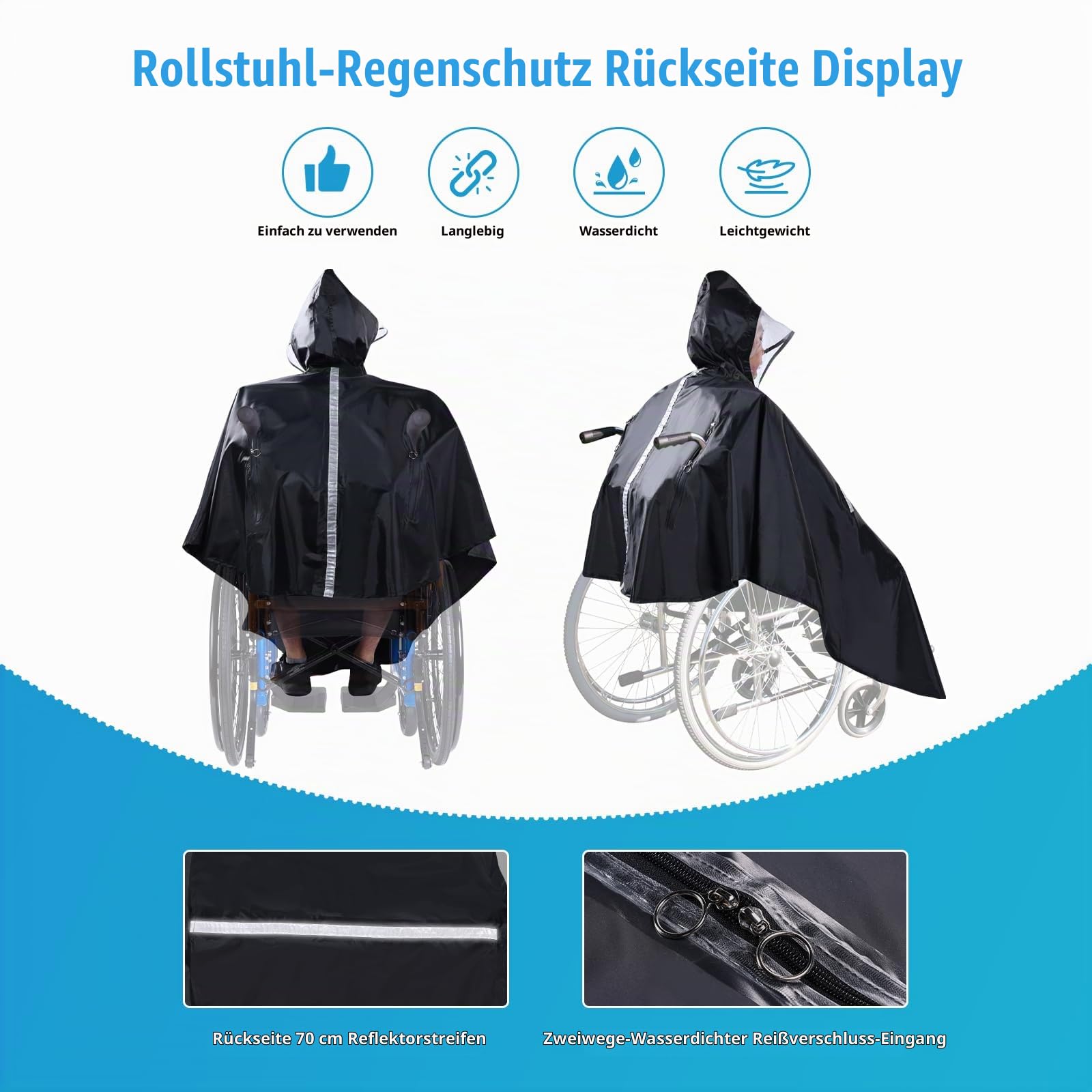 Rollstuhl-Poncho-Regenschutz für Erwachsene