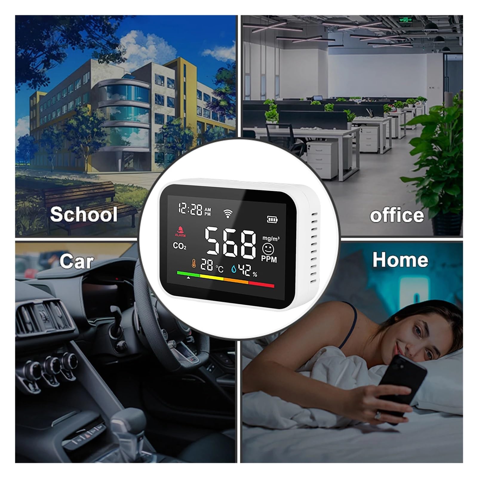 Tuya WiFi Inteligentny Detektor CO2 Czujnik Jakości Powietrza W Czasie Rzeczywistym Tester Czujnika Temperatury I Wilgotności Analizator Monitora Dokładne Monitorowanie Czasie Rzeczywistym