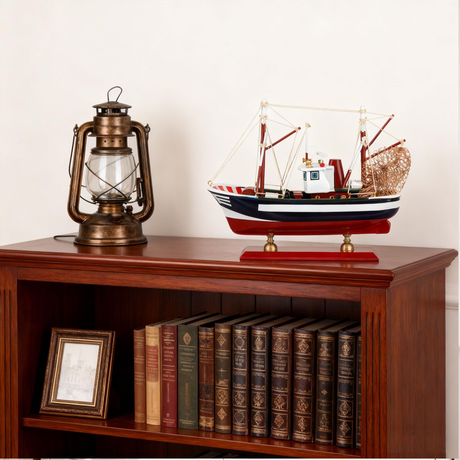 YLME Maquette De Bateau De Pêche Maquette Finie De Bateau De Pêche Simulé Décorations De Modèle De Bateau De Pêche en Bois Massif en Bois De Chalutier d'europe du Nord,C