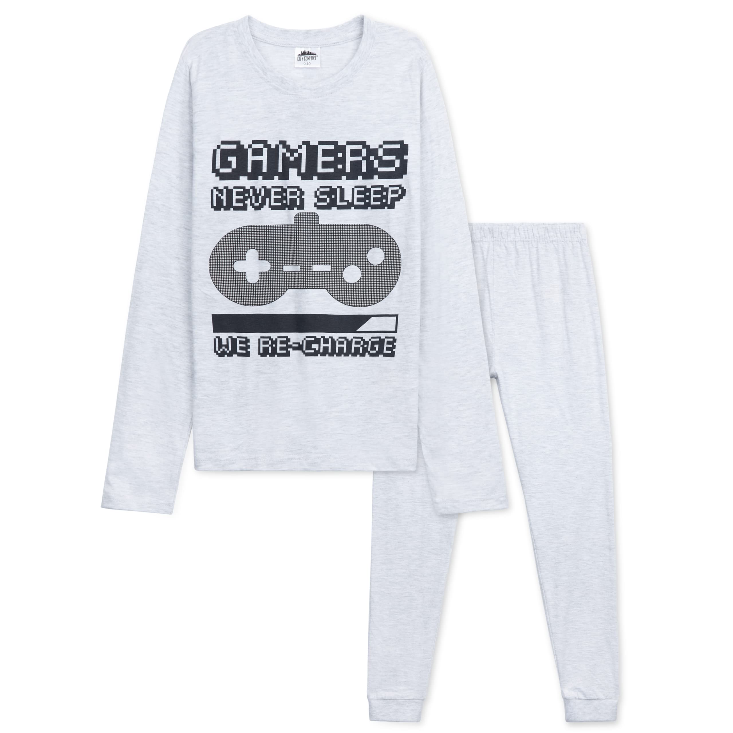 Citycomfort Boys Grey Gaming Pyjamas Long Pjs Set Teens Gaming Nightwear Comfy Loungewear Soft Sleepwear Gamer Gifts For (15 Years, )