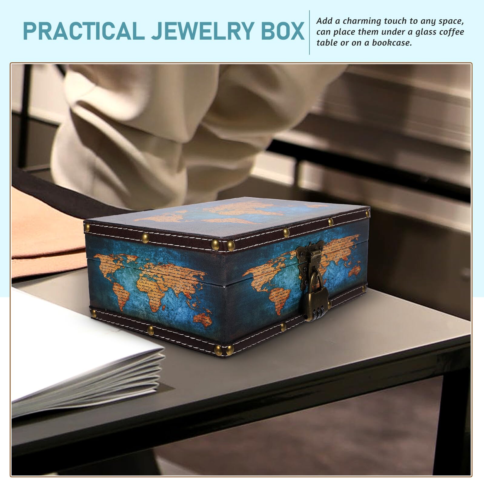 Hölzerne Schatztruhe Vintage Stil Schmuckschatulle Mit Muster Für Aufbewahrungsbox Geschenkbox Dekoration Zuhause Büro Schreibtisch Accessoire
