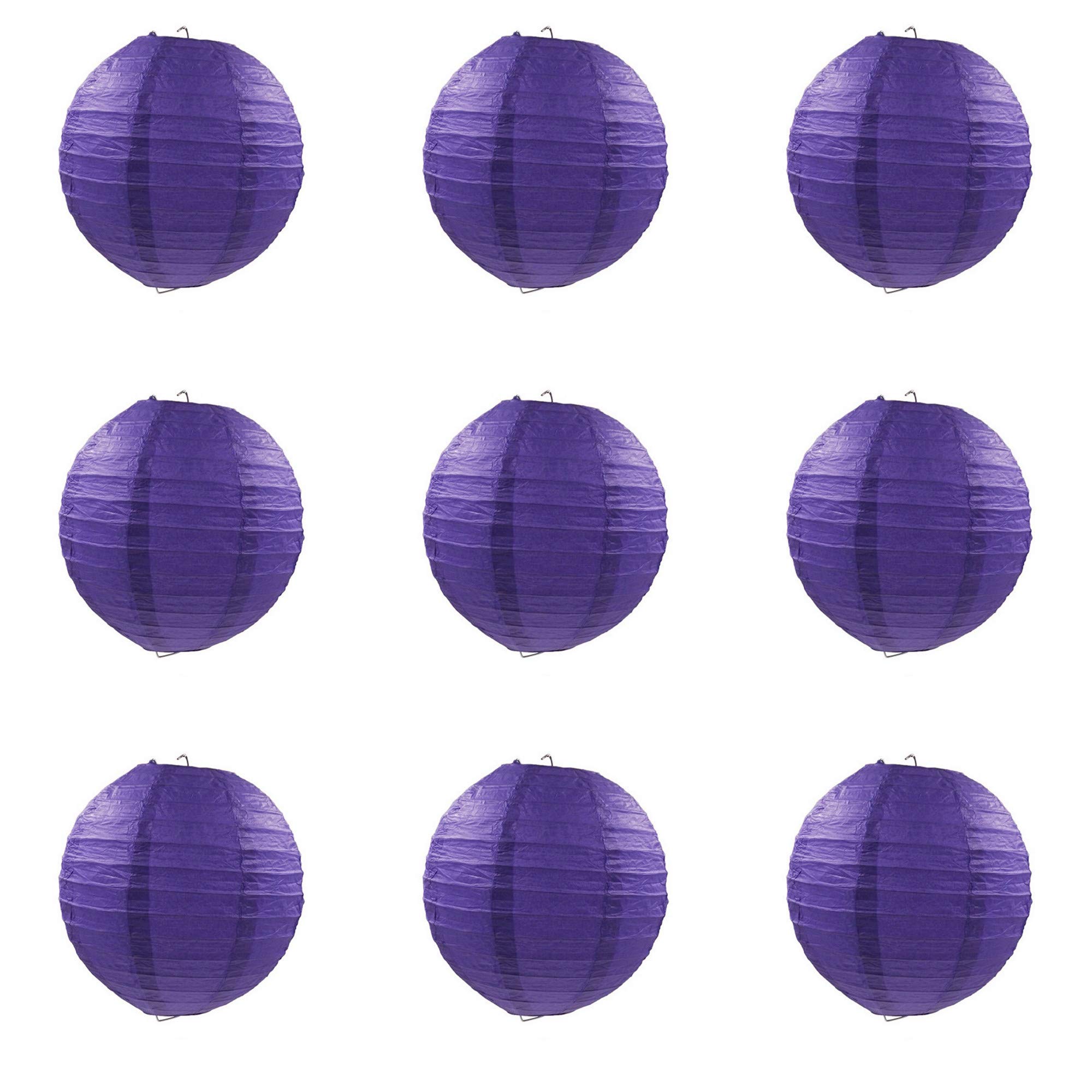 ACVIP Chinese Paper Lantern Lampshade Home Party Wedding Decor, Pack of 9 (4", Violet)